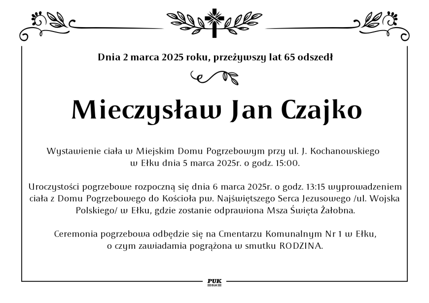 Mieczysław Jan Czajko - nekrolog